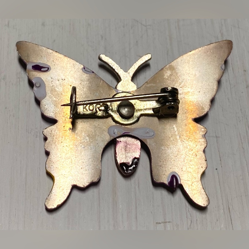 KORO Purple Metal Hand Painted Butterfly Brooch Vintage Boho Fairy Whimsigoth - Picture 2 of 10